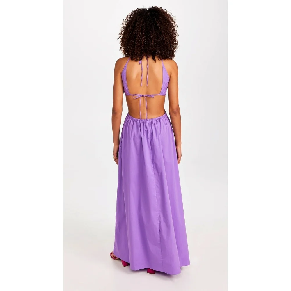 STAUD Myla Amethyst Cut Out Cotton Poplin Maxi Dress - Picture 15 of 15